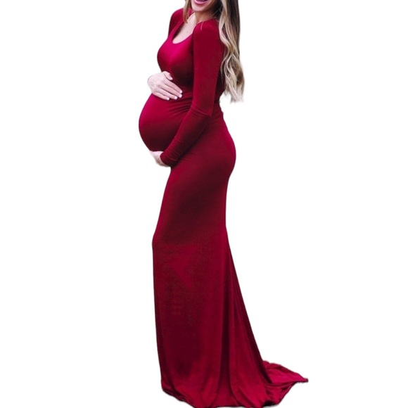 SEXY MAMA Maternity white Dress stretch long sleeves small train size Medium - Picture 4 of 14